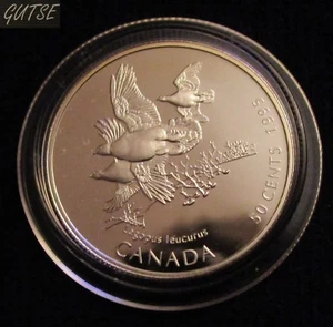 CANADA, 50 CENTS 1995, WHITE TAILED PTARMIGANS, SILVER, PROOF. - Picture 1 of 2