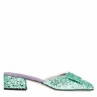 56552 auth VICTORIA BECKHAM turqioise glitter HARPERS Mules Shoes 39.5