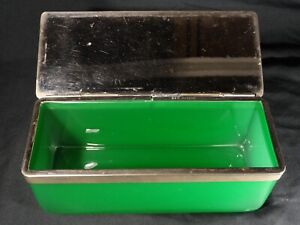 VERY RARE ANTIQUE BENSON & HEDGES GREEN JADEITE GLASS ART DECO CIGARETTE BOX