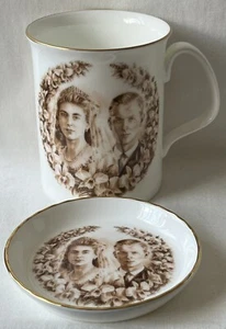 Royal Doulton Mug And Dish Golden Wedding Anniversary Of H.M. Queen Elizabeth II - Picture 1 of 6