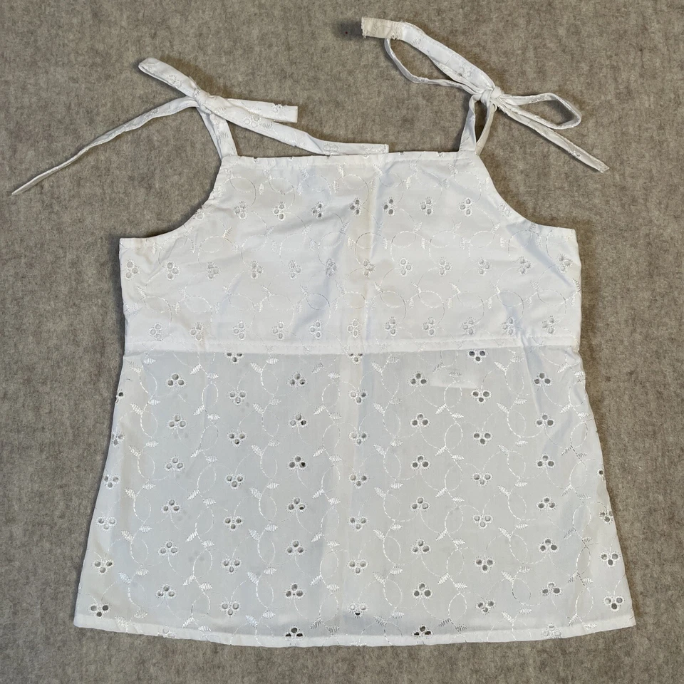 Kelly’s Kids Medium (7-8) Shoulder Tie Top White Eyelet Lace  - Image 1 of 4