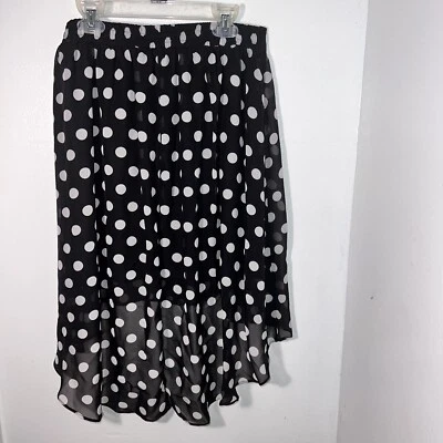 D-Signed Disney Skirt Black White Polka Dots Asymmetric Hem Hi Low Girls Size XL - Image 1 of 4