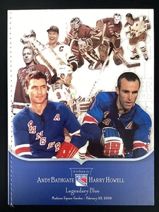 NY Rangers Andy Bathgate Harry Howell Jersey Retirement Night Program 2/22/09 - Picture 1 of 2