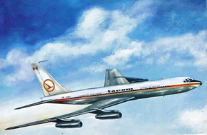 Rumänien, 80er Jahre, Vintage Gruß Postkarte - Boeing 707 Flugzeug, TAROM Airlines - Bild 1 von 2