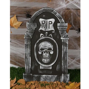 Gruseliger Halloween Grabstein 50x30 cm Totenkopf Grabmal Dekoration Friedhof - Bild 1 von 1