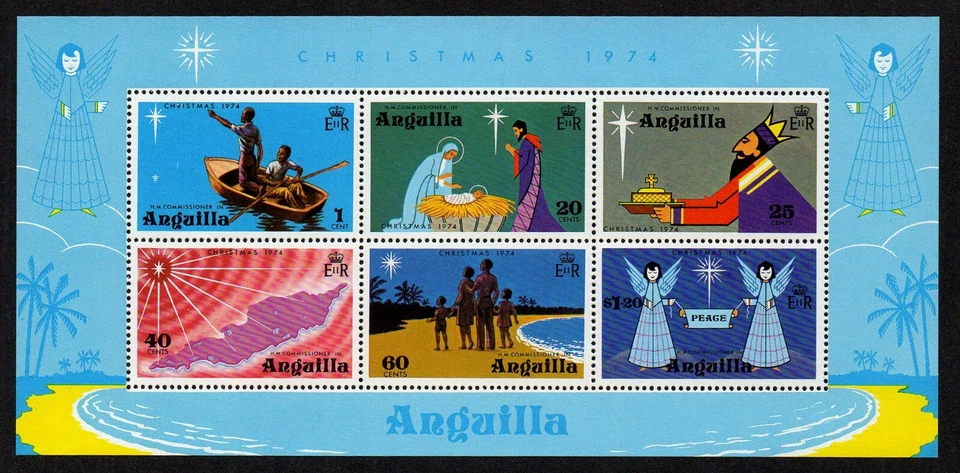 ANGUILLA, SCOTT # 205-210A, MNH SHEET - CHRISTMAS, NATIVITY, ANGLES YEAR 1974 - Image 1 of 1