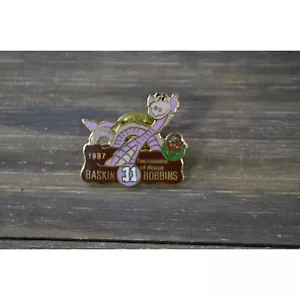 1987 Baskin Robbins Pinback Torneo Rose Viola Drago Smalto Vintage - Foto 1 di 5