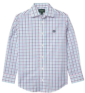 LAUREN Ralph Lauren Boys Gingham Dress Shirt Big Kids Pink/Blue Boys 10 - Picture 1 of 3