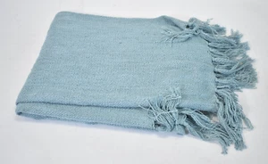 Eden & Oak Coverlet Blanket Light Blue Teal 61" x 50" Tassel End Bedding - Picture 1 of 5