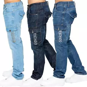 Pantalones de mezclilla de pierna recta Enzo para hombre calce regular todas las tallas de cintura del Reino Unido - Imagen 1 de 27