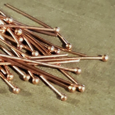 Hallazgos de cabeza de bola 22 GA de 0,75" de largo hecho a mano de cobre crudo sólido India 20 piezas Foto 1 de 4