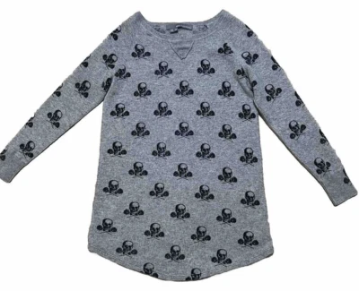 360 Cashmere Womens XS Skull Roses Wool Cashmere Sweater Gray Black Long Sleeve - Image 1 of 4