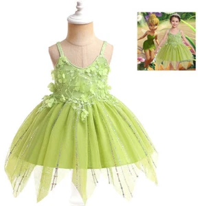 Fairy Tinkerbell Prinzessin Kleid Kinder Mädchen Cosplay Kostüm Halloween Party - Bild 1 von 13