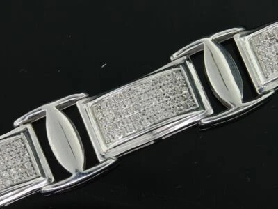 MENS .925 STERLING SILVER DIAMOND LINK BRACELET 2.50 CT - Image 1 of 4