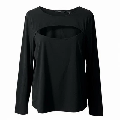 Blusa Vero Moda Curve Plus Size 2X Buraco na Fechadura Recorte Preta Malha Manga Longa - Imagem 1 de 4