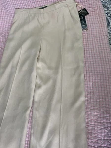 Lauren Ralph Lauren Damen Gr. 14P 100 % Seide weites Bein Hose Pants Baja hellbraun neu mit Etikett - Bild 1 von 6