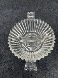HEISEY  RIDGELEIGH  CLEAR DIVIDED HANDLED  JELLY OR RELISH BOWL - Picture 1 of 4