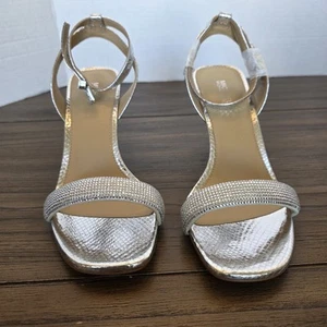 Michael Kors Carrie Strass/Leder Sandale Silber Damengröße 6,5 Neu ohne Karton - Bild 1 von 6