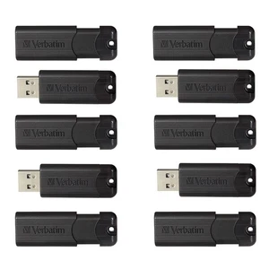 Verbatim PinStripe 32GB USB 3.2 Type-A Flash Drives Black 10/Pack (70902) - Picture 1 of 9