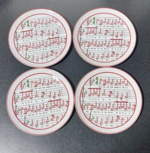 Deck the Hall Christmas Theme 7 3/4" Platos Ron Gordon Diseños Juego De 4 De Colección 1983 - Imagen 1 de 6