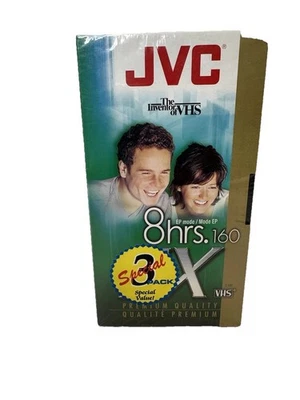 JVC SX-160 Sealed Blank VHS Tapes For VCR 3 Pack T-160 8 Hour Premium Quality - Image 1 of 4