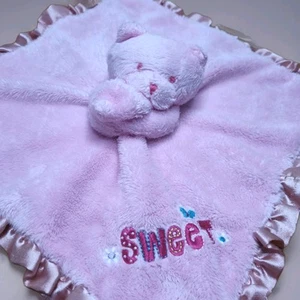 Carter’s Baby Pink Bear Sweet Security Blanket Lovey Fleece Satin Trim Back - Picture 1 of 14