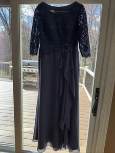 NWT sz 14 JJ's House Boat neck Lace sleeve A-Line Chiffon Dress - Picture 1 of 6