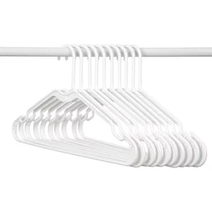 Heavy-Duty Non-Slip Plastic Clothes Hangers with Double Hooks White 10 Pack - Picture 1 of 6