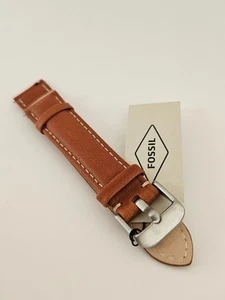 Fossil Herren 22 mm Braun Leder Silber Schnalle Uhrenarmband Neu mit Etikett - Bild 1 von 7