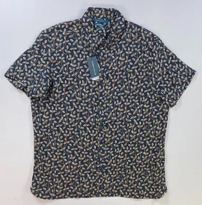 Men's Perry Ellis Linen SLIM FIT Short Sleeve XL Button Front Untucked Shirt - Picture 1 of 2