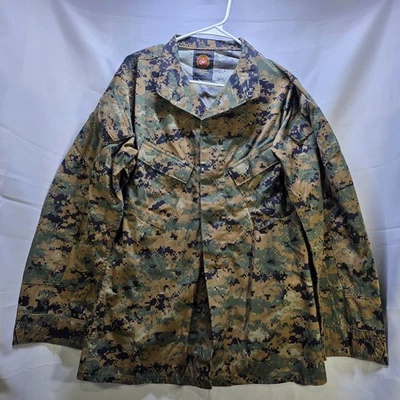 Camo Jacket Mens Medium Long USMC Marines Digital Woodland MARPAT Military Shirt - Image 1 of 4