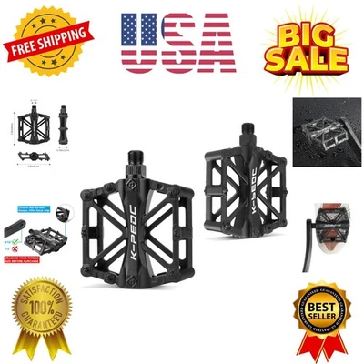 Bike Pedals 9/16 for MTB, Mountain Road Bicycle Flat Pedal, with 16 Anti-Skid... - Image 1 of 4
