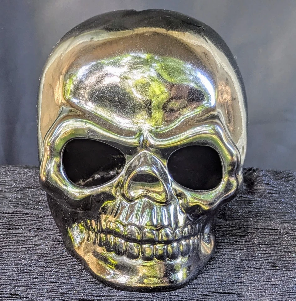 Calavera grande de cerámica esmaltada Gunmetal - Multiuso, pieza única - ¡Debes ver fotos! Foto 1 de 4