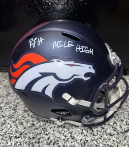 RJ HARVEY signierter DENVER BRONCOS SPEED Full Size Rep Helm mit Echtheitszertifikat JSA - Bild 1 von 5