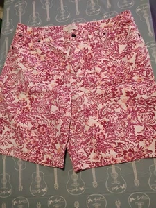 Talbots Bermuda shorts Women’s SZ 14 Cotton Spandex White & Pink Stretch 36W 8L - Picture 1 of 4