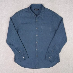 J.Crew Brushed Casual Flex Oxford Button Up Shirt Mens Large Blue Indigo Stripe - Picture 1 of 9
