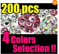 200 Pcs Korea 2.4mm Rhinestones Crystal Gems Nail Art Tips Deco 4 Colors