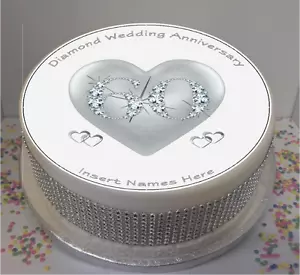 Personalisiert 60. Diamant Hochzeitstag 8 Zoll Eisblatt/Kuchenaufleger - Bild 1 von 1
