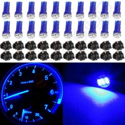 20X T5 Twist Socket Dashboard Gauge 3SMD 3014 LED Bulb Light Blue For Honda - Image 1 of 4