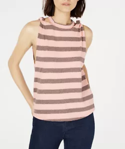 $48 NET WE THE FREE CAMISETA SIN MANGAS DE ALGODÓN CON HOMBROS TORCIDOS A RAYAS TALLA L-JC311 - Imagen 1 de 5