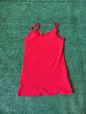 Y2k Faded Glory Womens Lace Trim Cami Tank Top Size S Red Stretch Grunge Cute - Image 1 of 4