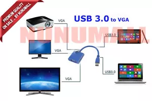 New USB 3.0 to VGA Video Graphic Card Display External Cable Converter Adapter - Picture 1 of 2