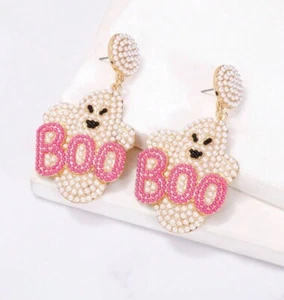 Ghost Studs Earrings Handmade Bead Ear Jewelry Beauty Halloween Earring Women - Bild 1 von 4