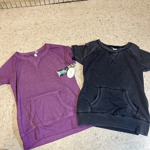 Lot Of 2 Mineral Wash Pullovers Size Small EUC Purple Gray Active Wear - Picture 1 of 5
