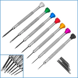 7pcs Slotted Screwdriver Set Replaceable Head 0.8mm To 2mm Slot Flat Micro Mini - Picture 1 of 6