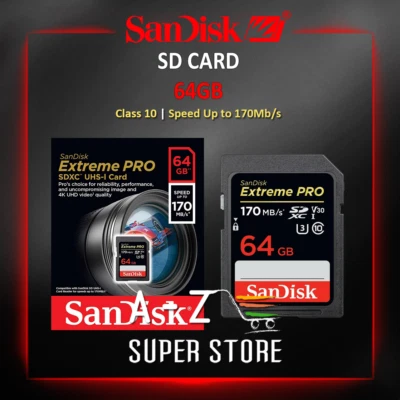 SanDisk Extreme Pro 64GB SD Card Memory Class10 Fast Memory DSLR Camera Video 4K - Image 1 of 3