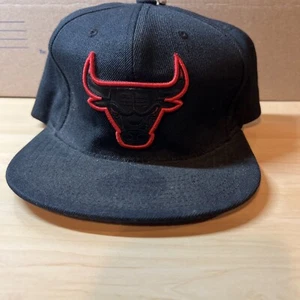 Mitchell & Ness Chicago Bulls Snapback Hat Cap Black/Red Eyes - Picture 1 of 6