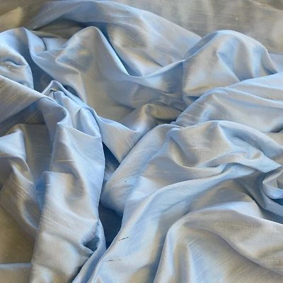 Iridescent Baby Blue Dupioni 100% Silk 44" or  54" Wide, By The Yard (S-206) - Image 1 of 4