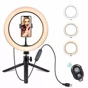 10 inch LED Ring Light with Stand & Phone Holder – Makeup Beauty Vlogging Video - Picture 1 of 12