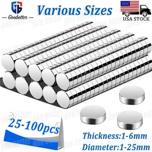 N35 Super Strong Round Disc Magnets Rare-Earth Neodymium Magnet Various Sizes - Picture 1 of 11
